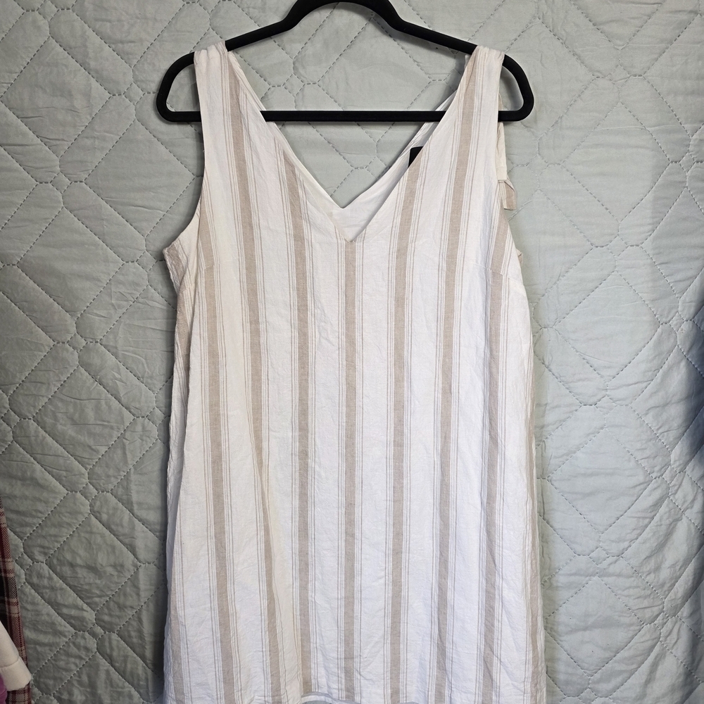 Alex Marie White and Tan Striped Tunic